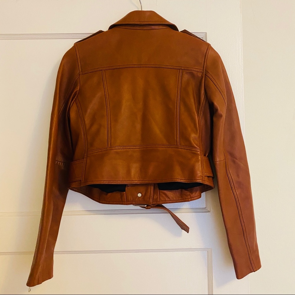 LTH JKT Mya Cropped Biker Cognac Brown Jacket NWT - Picture 10 of 10